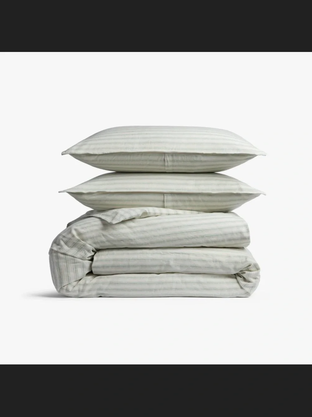 Relaxed Linen Stripe Duvet Cover & Sham Set - Parachute Full/Queen Jade Color